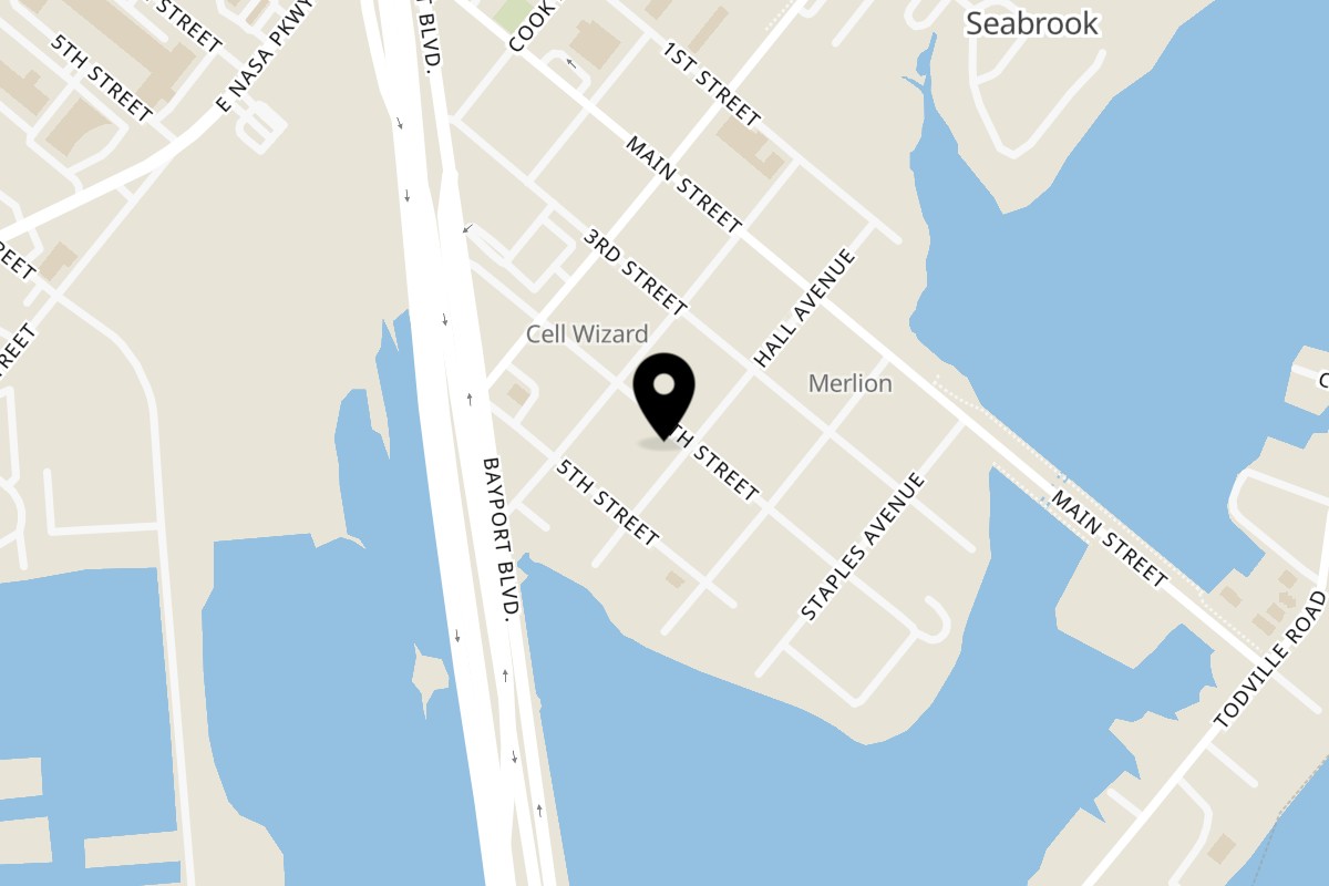 Map showing the location of The Backyard on 1301 4th St in Seabrook